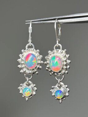 Gaia's Sacred Garden Sterling Silver Opal Huggies